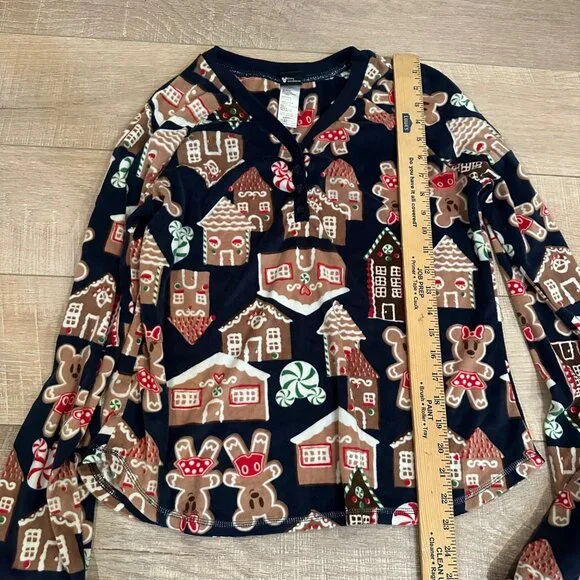 DISNEY MICKEY MOUSE GINGER BREAD HOUSE WOMENS PAJAMAS MEDIUM 8-10 - Picture 5 of 12